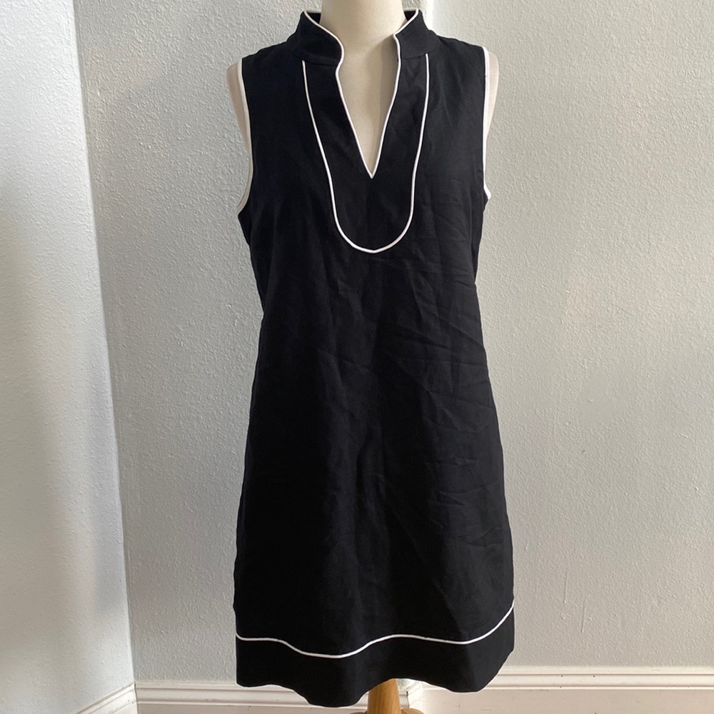 Eliza J Black‎ With White Piped Trim Mini Cocktail Dress Size 6